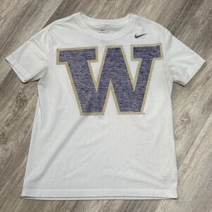 Nike Washington Huskies T Shirt NCAA Purple Gold White Athletic Cut Mens Small‎
